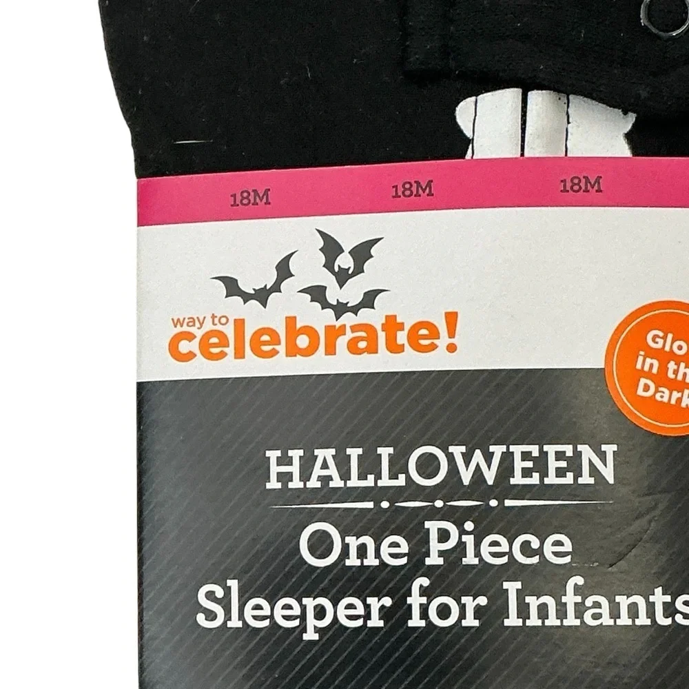 Halloween Skeleton Glow in Dark Sleeper 1 Piece Costume Baby Infant 18 Months